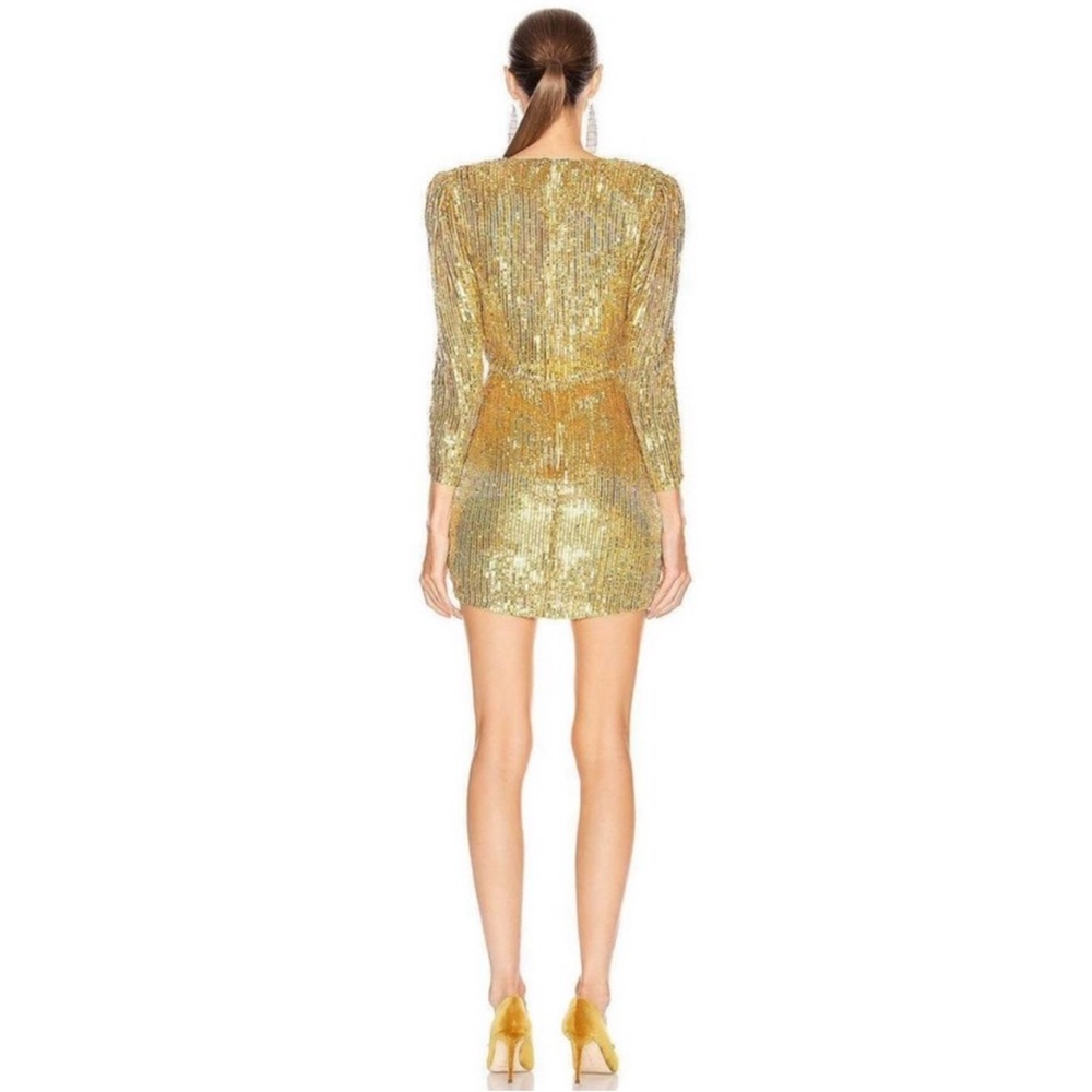 Retrofete Stacey Gold Sequin Beaded Long Sleeve Mini Dress - size S - Gorgeous - Picture 4 of 16